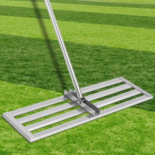 Lawn Leveler Tool 17 x 10 in, Lawn Leveling Rake with 77 in Long Handle, Soil Leveling Tool Stainless Steel, Leveling Soil Dirt or Sand Ground Surface for Yard Garden Ground and Golf Lawn
