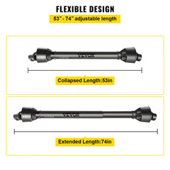PTO Shaft, 1-3/8" PTO Drive Shaft, 6 Spline End and Round Implement End PTO Driveline Shaft, Series 4 Tractor PTO Shaft, 51"-75" Brush Hog PTO Shaft, for Finish Mower, Rotary Cutter
