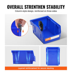 Plastic Storage Bin, (5-Inch x 4-Inch x 3-Inch), Hanging Stackable Storage Organizer Bin, Blue/Red, 24-Pack, Heavy Duty Stacking Containers for Closet, Kitchen, Office, or Pantry Organization