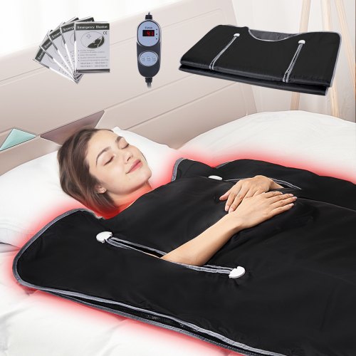 Sauna Blanket for Detoxification, Portable Far Infrared Sauna for Home, Oxford Sauna Bag w/ Arm Holes & Carbon Fiber Heating, 1-6 Level Adjustable Temp 95-176℉, 5-60 Minutes Timer, 71 x 31 in