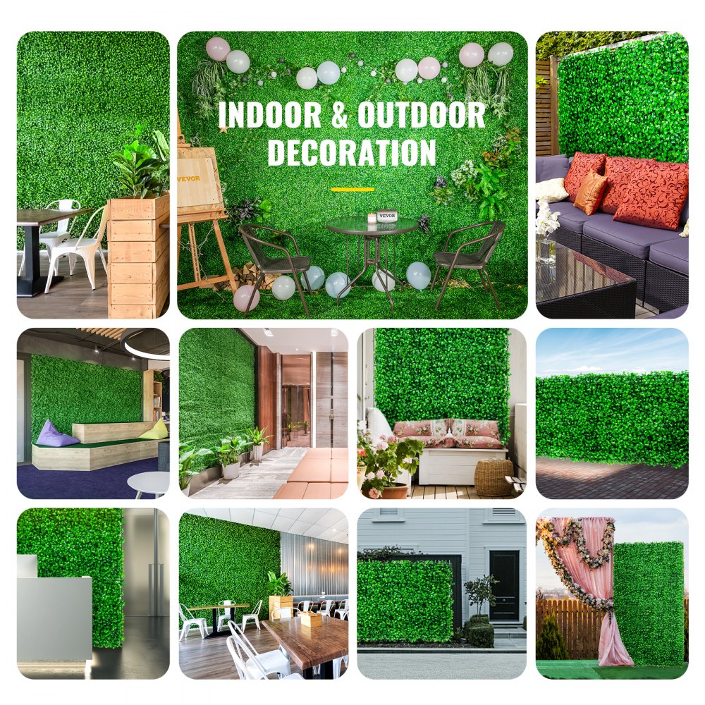 Artificial Boxwood Panel UV 10pcs Boxwood Hedge Wall Panels Artificial Grass Backdrop Wall 24X16" 4cm Green Grass Wall Fake Hedge for Decor Privacy Fence Indoor Outdoor Garden Backyard