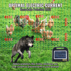 Electric Fence Netting, 48" H x 168` L, PE Net Fencing Kit with Posts & Double-Spiked Stakes, Utility Portable Mesh for Chickens, Ducks, Geese, Rabbits, Used in Backyards, Farms, and Ranches