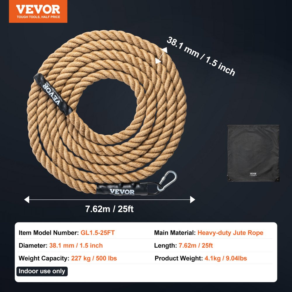1.5"x25FT Gym Climbing Rope Fitness Strength Training Rope Home Exercise