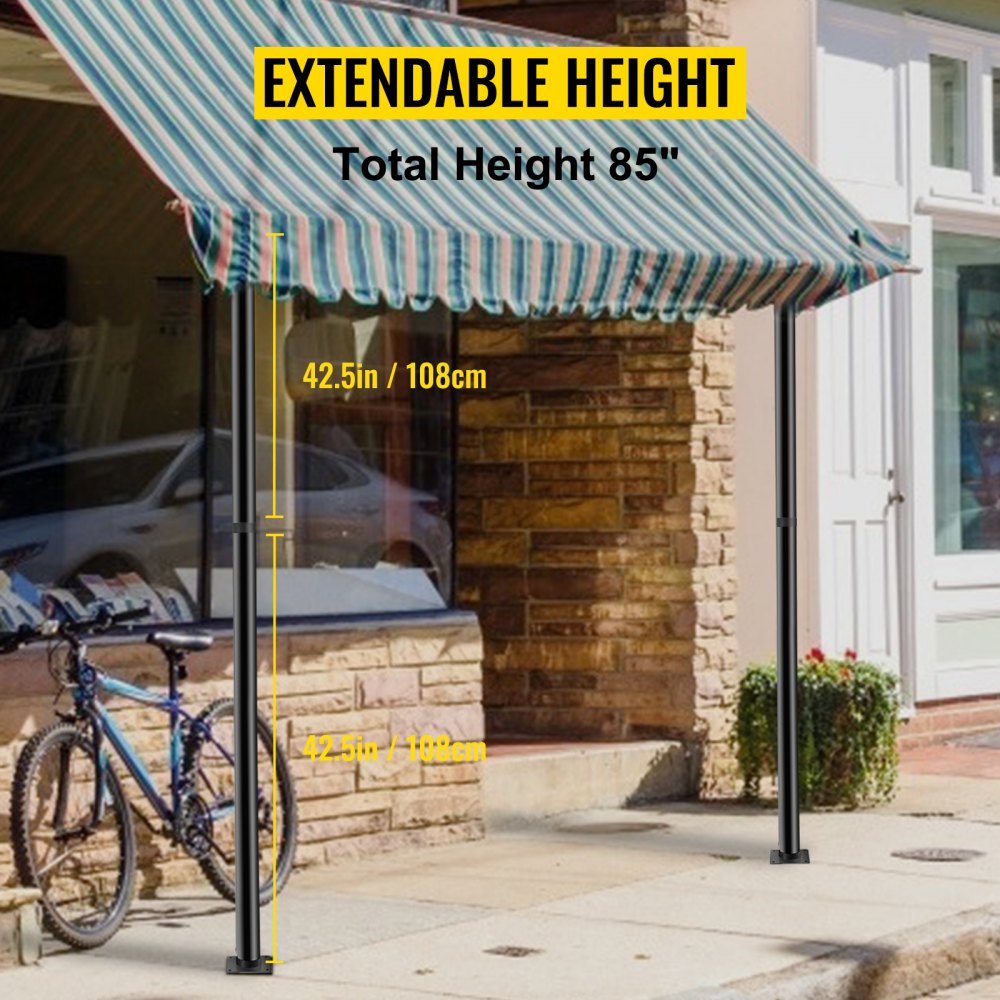 Sun Shade Post, 85" Shade Sail Post, 3" Diameter Sail Pole, Steel Structure Sail Shade Post, Powder Coated Extendable Sun Shade Pole Suitable for Lawn, Garden, Wooden Deck, Backyard, Playground